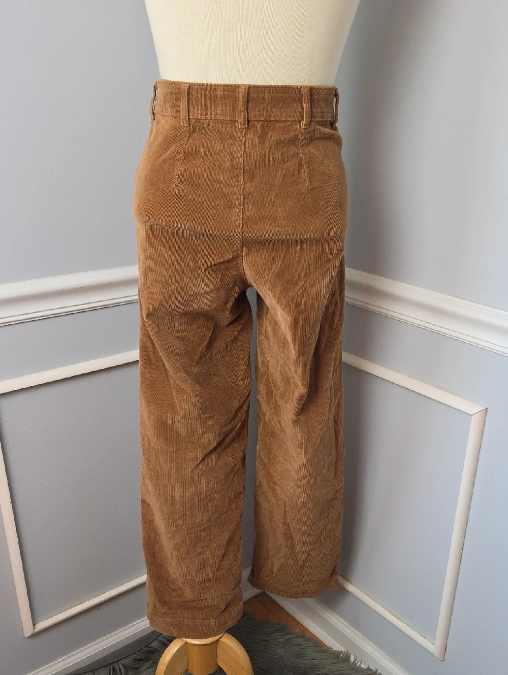 EVERLANE Toasted Coconut Flat Front Stretch Corduroy Straight Wide Leg Pants 2